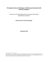 The Opportunities and Challenges of Addressing Hate Speech with Artificial Intelligence [Submission to the OSCE Representative on Freedom of the Media #SAIFE Public Consultation]