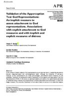 Validation of the apperception test God representations: an implicit measure to assess attachment to God representations. Associations with explicit attachment to God measures and with implicit and explicit measures of distress
