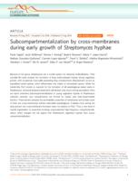 Subcompartmentalization by cross-membranes during early growth of Streptomyces hyphae