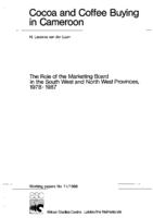Cocoa and coffee buying in Cameroon : the role of the marketing board in the south west and north west provinces, 1978-1987