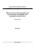 Effect of season on food consumption and nutritional status of smallholder rural households in Nakuru District : research outline