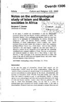 Notes on the anthropological study of Islam and Muslim societies in Africa