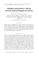 Religion and Politics: taking African epistemologies seriously