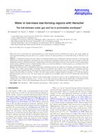 Water in low-mass star-forming regions with Herschel. The link between water gas and ice in protostellar envelopes