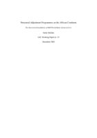 Structural adjustment programmes on the African continent : the theoretical foundations of IMF/World Bank reform policies