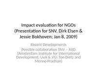 Impact evaluations for NGOs: recent developments, possible collaboration SNV and AIID