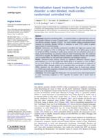 Mentalization-based treatment for psychotic disorder: a rater-blinded, multi-center, randomized controlled trial