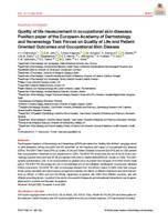 Quality of life measurement in occupational skin diseases. Position paper of the European Academy of Dermatology and Venereology Task Forces on Quality of Life and Patient Oriented Outcomes and Occupational Skin Disease