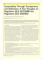 Sustainability through transparency and definitions: a few thoughts on Regulation (EU) 2019/2088 and Regulation (EU) 2020/852