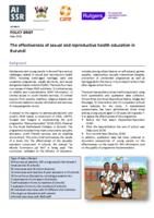 The effectiveness of sexual and reproductive health education in Burundi: policy brief