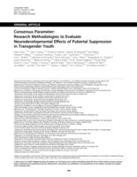 Consensus parameter: research methodologies to evaluate neurodevelopmental effects of pubertal suppression in transgender youth