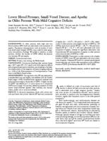 Lower blood pressure, small-vessel disease, and apathy in older persons with mild cognitive deficits