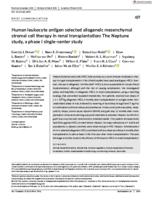 Human leukocyte antigen selected allogeneic mesenchymal stromal cell therapy in renal transplantation