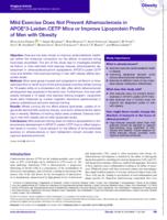 Mild exercise does not prevent atherosclerosis in APOE*3-Leiden.CETP mice or improve lipoprotein profile of men with obesity