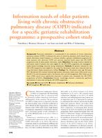 Information needs of older patients living with chronic obstructive pulmonary disease (COPD) indicated for a specific geriatric rehabilitation programme: a prospective cohort study