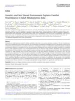 Genetics and not shared environment explains familial resemblance in adult metabolomics data