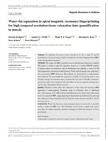Water-fat separation in spiral magnetic resonance fingerprinting for high temporal resolution tissue relaxation time quantification in muscle