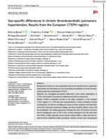 Sex-specific differences in chronic thromboembolic pulmonary hypertension. Results from the European CTEPH registry