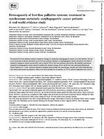 Heterogeneity of first-line palliative systemic treatment in synchronous metastatic esophagogastric cancer patients