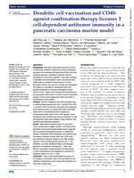 Dendritic cell vaccination and CD40-agonist combination therapy licenses T cell-dependent antitumor immunity in a pancreatic carcinoma murine model