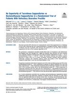 No superiority of tacrolimus suppositories vs beclomethasone suppositories in a randomized trial of patients with refractory ulcerative proctitis