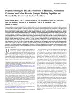 Peptide binding to HLA-E molecules in humans, nonhuman primates, and mice reveals unique binding peptides but remarkably conserved anchor residues