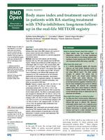 Body mass index and treatment survival in patients with RA starting treatment with TNF alpha-inhibitors