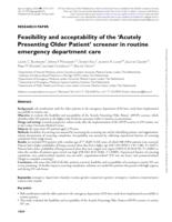Feasibility and acceptability of the 'Acutely Presenting Older Patient' screener in routine emergency department care