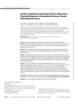 Familial longevity is associated with an attenuated thyroidal response to recombinant human thyroid stimulating hormone