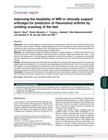 Improving the feasibility of MRI in clinically suspect arthralgia for prediction of rheumatoid arthritis by omitting scanning of the feet