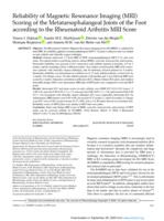 Reliability of Magnetic Resonance Imaging (MRI) scoring of the metatarsophalangeal joints of the foot according to the Rheumatoid Arthritis MRI Score