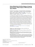 Plasma metabolomics identifies markers of impaired renal function