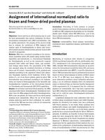 Assignment of international normalized ratio to frozen and freeze-dried pooled plasmas