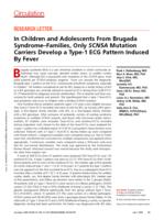 In children and adolescents from Brugada syndrome-families, only SCN5A mutation carriers develop a type-1 ECG pattern induced by fever