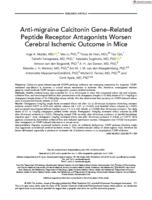 Anti-migraine calcitonin gene-related peptide receptor antagonists worsen cerebral ischemic outcome in mice