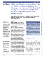 Which moral barriers and facilitators do physicians encounter in advance care planning conversations about the end of life of persons with dementia? A meta-review of systematic reviews and primary studies