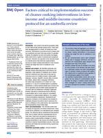 Factors critical to implementation success of cleaner cooking interventions in low-income and middle-income countries: protocol for an umbrella review