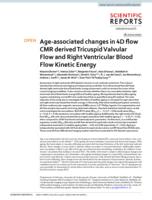 Age-associated changes in 4D flow CMR derived tricuspid valvular flow and right ventricular blood flow kinetic energy