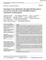 Association of scar distribution with epicardial electrograms and surface ventricular tachycardia QRS duration in nonischemic cardiomyopathy
