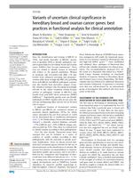 Variants of uncertain clinical significance in hereditary breast and ovarian cancer genes: best practices in functional analysis for clinical annotation