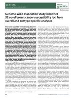 Genome-wide association study identifies 32 novel breast cancer susceptibility loci from overall and subtype-specific analyses