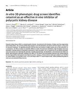 In vitro 3D phenotypic drug screen identifies celastrol as an effective in vivo inhibitor of polycystic kidney disease
