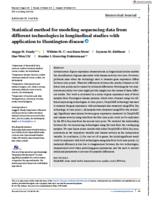 Statistical method for modeling sequencing data from different technologies in longitudinal studies with application to Huntington disease