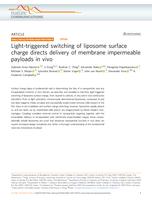 Light-triggered switching of liposome surface charge directs delivery of membrane impermeable payloads in vivo