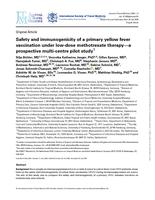 Safety and immunogenicity of a primary yellow fever vaccination under low-dose methotrexate therapy-a prospective multi-centre pilot study