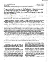 Psychometric properties of the pediatric patient-reported outcomes measurement information system item banks in a Dutch clinical sample of children with juvenile idiopathic arthritis
