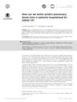 How can we better predict pulmonary blood clots in patients hospitalised for COVID-19?