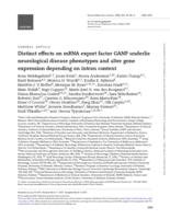 Distinct effects on mRNA export factor GANP underlie neurological disease phenotypes and alter gene expression depending on intron content