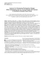 Lessons for employing participatory design when developing care for young people with cancer