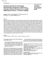 A systematic review evaluating psychometric properties of parent or caregiver report instruments on child maltreatment